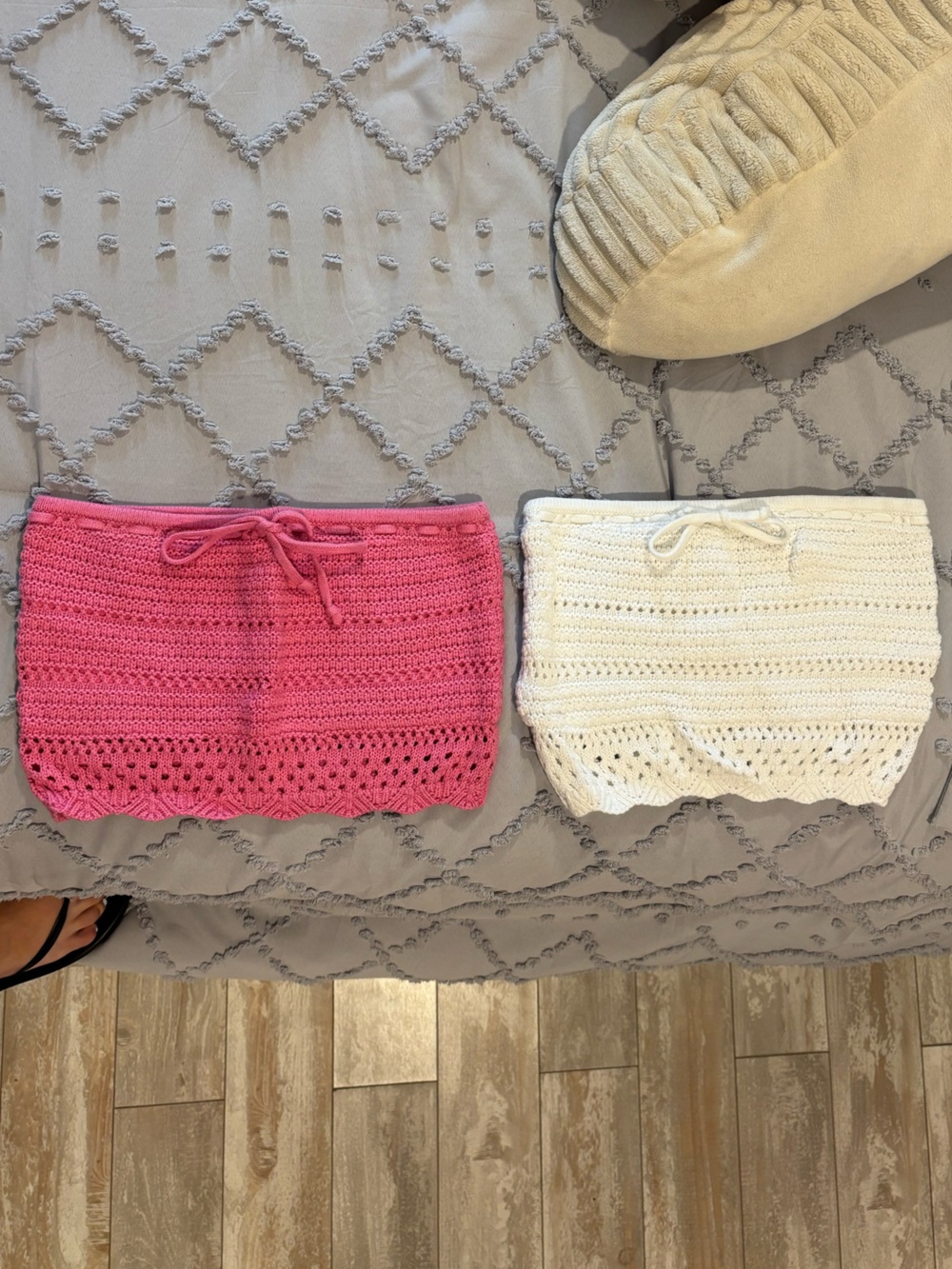 Hollister Pink and White Crochet Tube Tops Duo